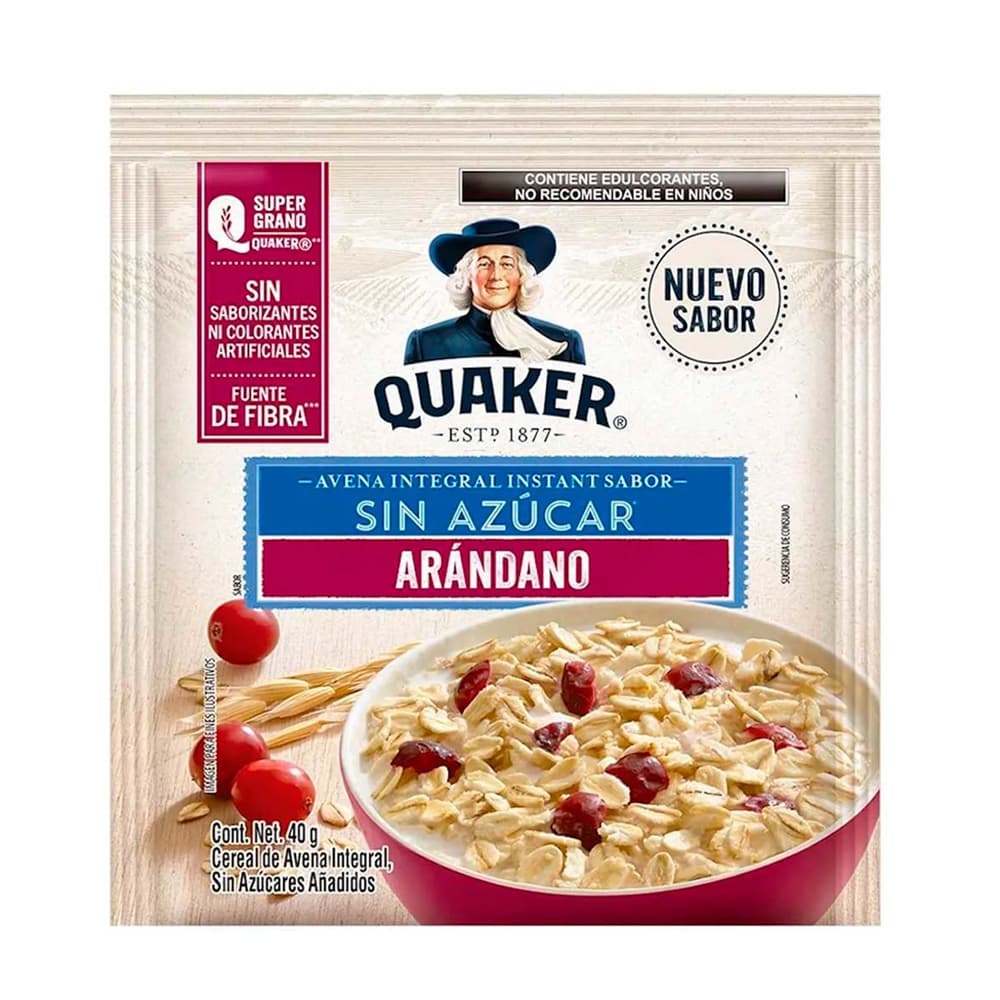 Avena integral sin azúcar sabor arándanos Quaker (40 g / 1.41 oz) - Imagen 1