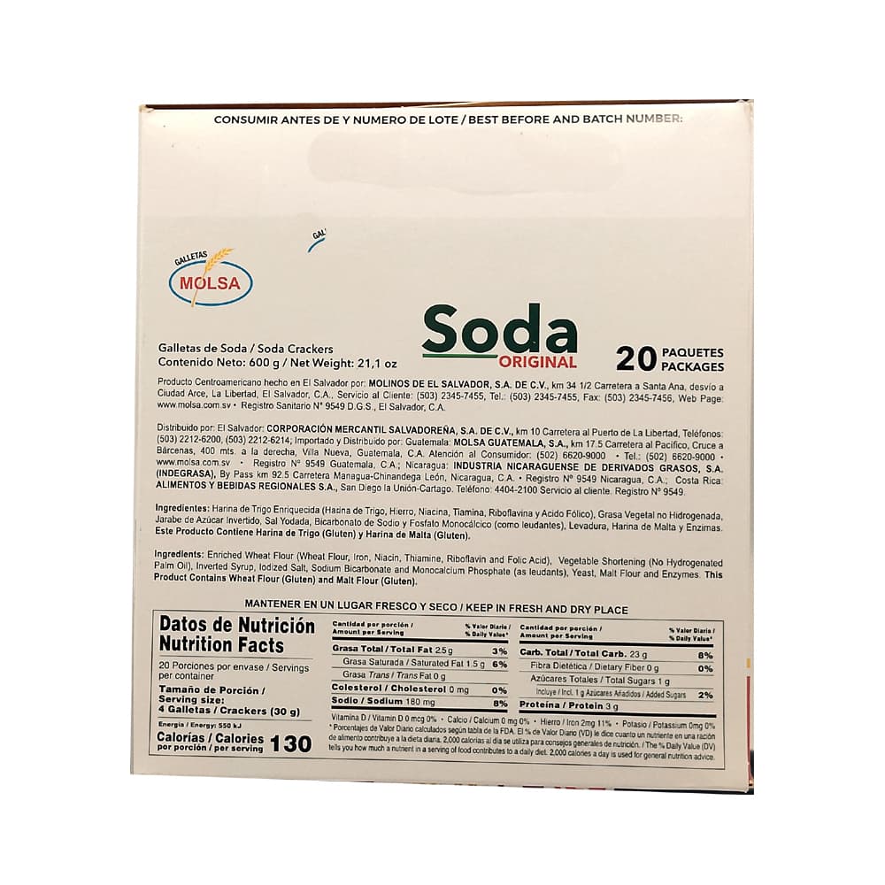 Galletas de soda original Molsa (600 g / 1.32 lb) - Miniatura 3