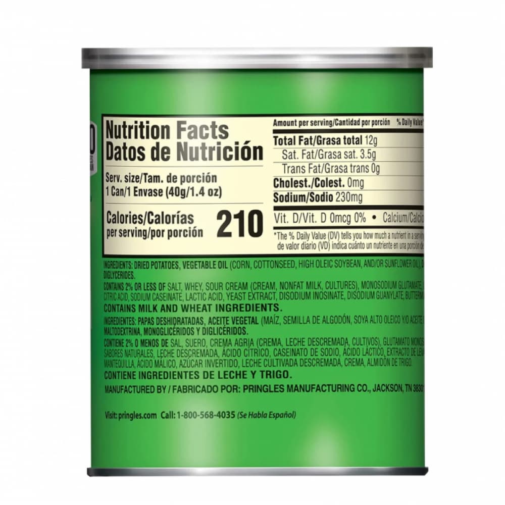 Papas sabor crema agria y cebolla Pringles (12 x 40 g / 1.41 oz) - Miniatura 2