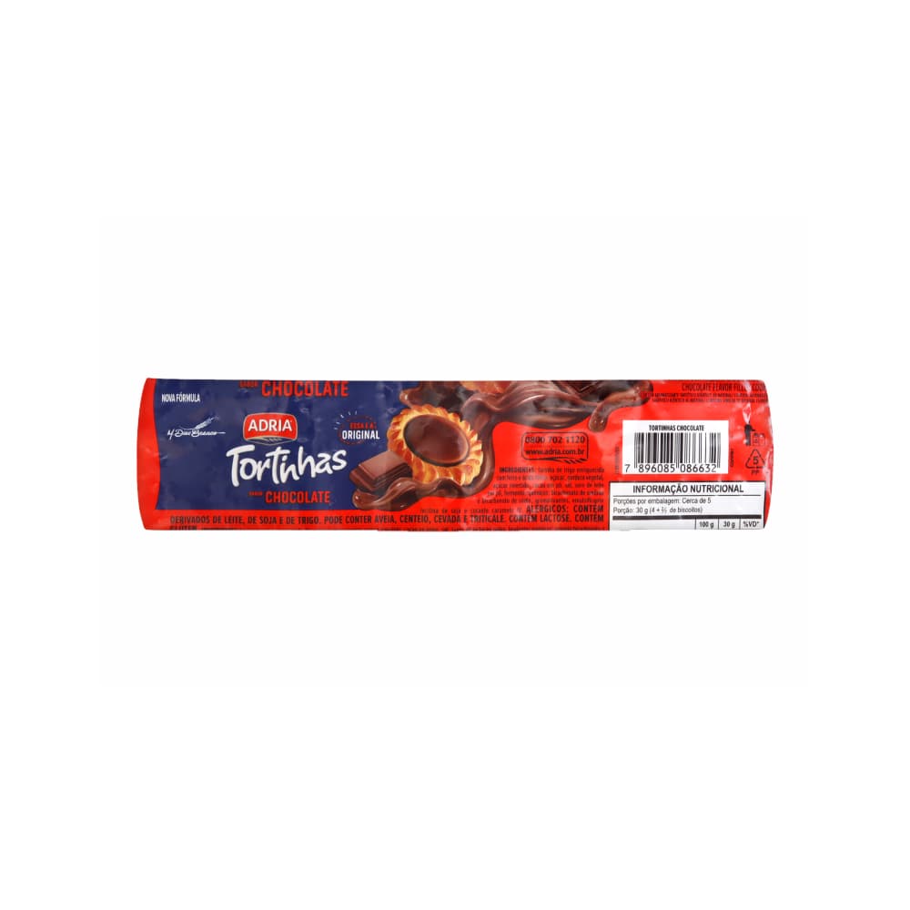 Galletas con relleno sabor chocolate Tortinhas Adria (140 g / 4.94 oz) - Miniatura 2