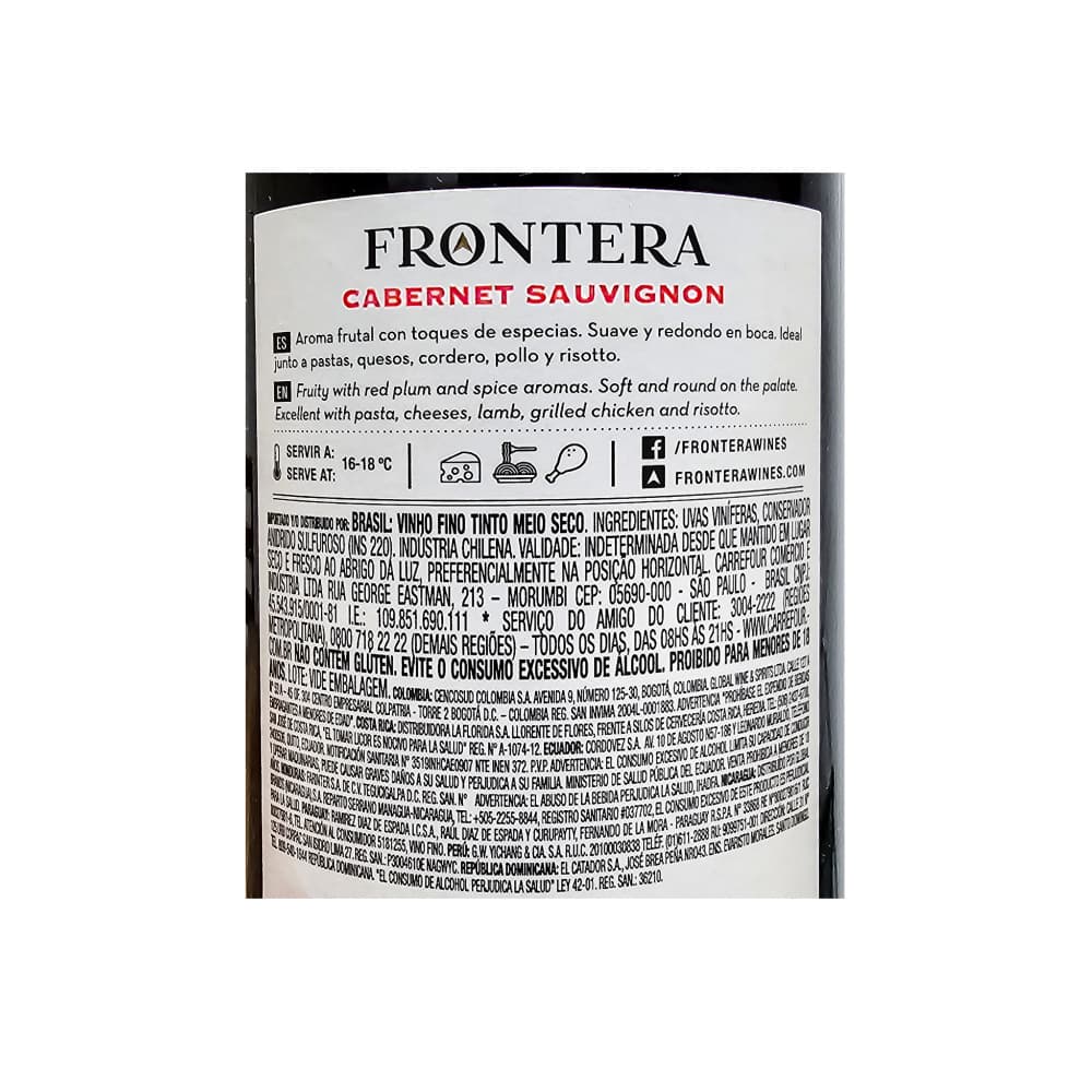 Vino tinto Cabernet Sauvignon Frontera (750 ml) - Miniatura 3