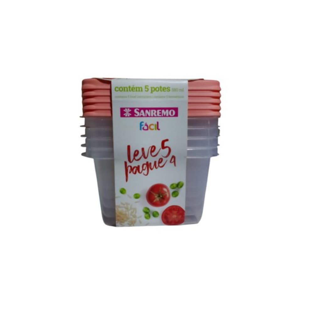 Conjunto de 5 contenedores plàsticos Sanremo (580 ml) - Imagen 1