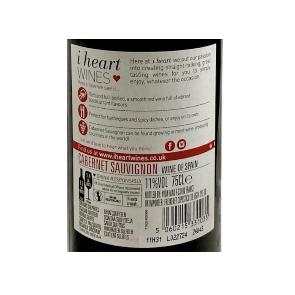 Vino Tinto Cabernet Sauvignon I Heart Wines (750 ml) - Miniatura 2