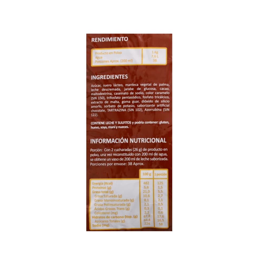Leche sabor a chocolate Macro Food (1 kg / 2.2 lb) - Miniatura 3