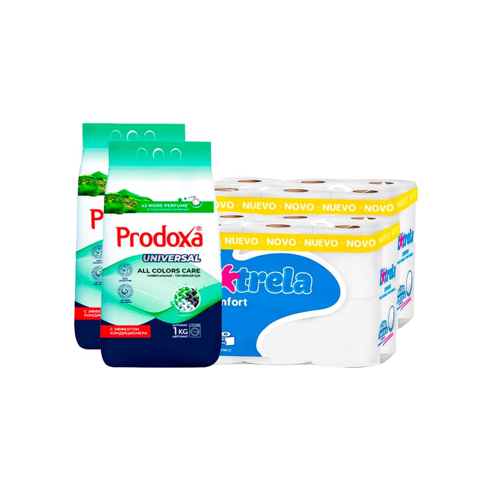 Combo básico del hogar #2: Detergente en polvo Prodoxa +  Papel sanitario Extrela - Imagen 1