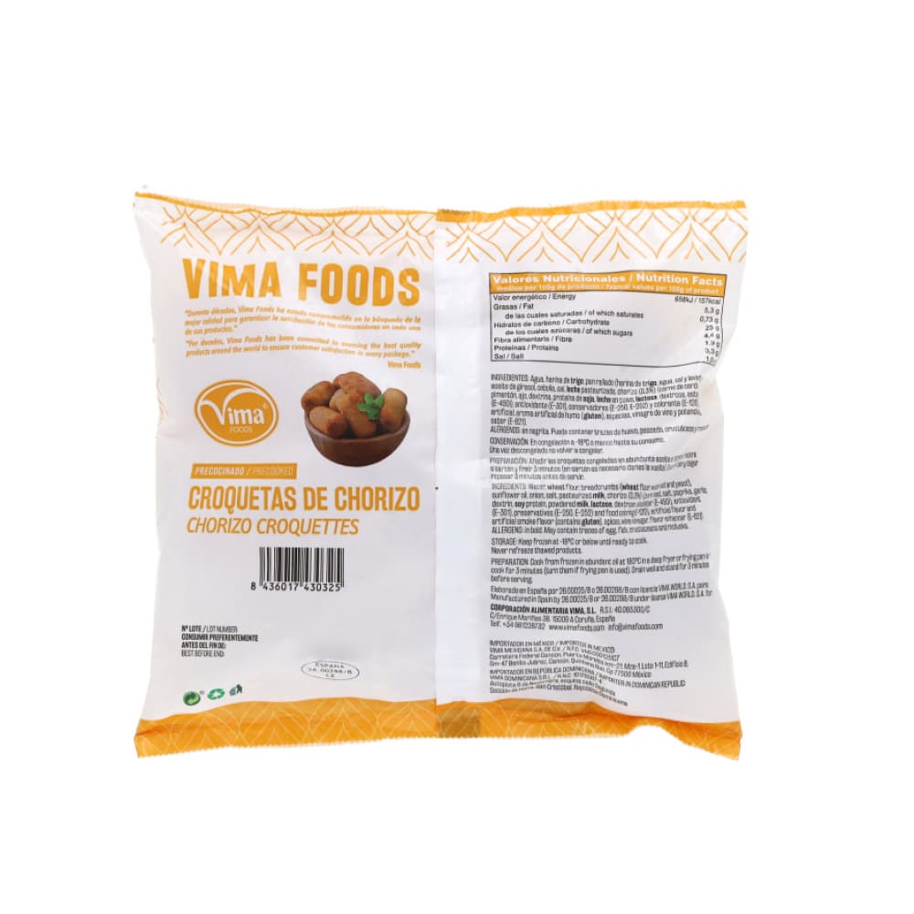Croquetas de chorizo congeladas Vima Foods (500 g / 1.1 lb) - Miniatura 3