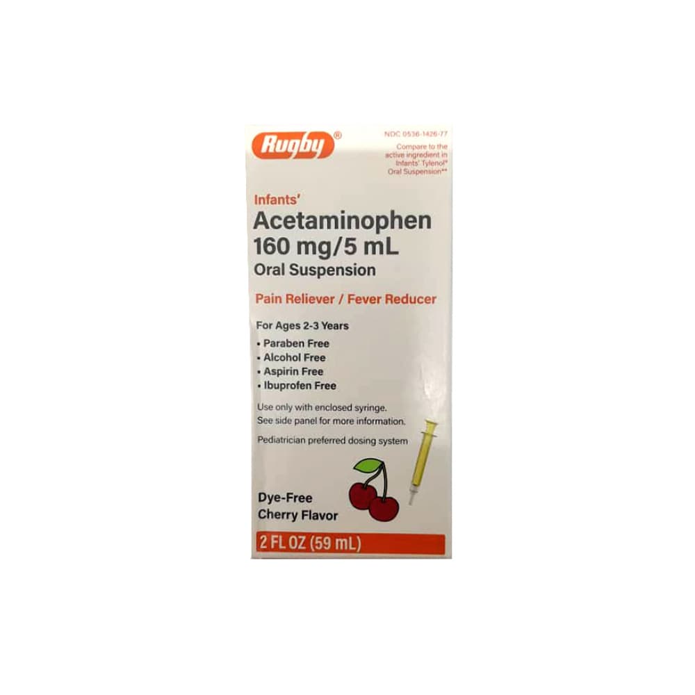 Acetaminofén suspensión oral para niños de 2-3 años 160 mg/5 ml Rugby (59 ml / 2 oz fl) - Imagen 1