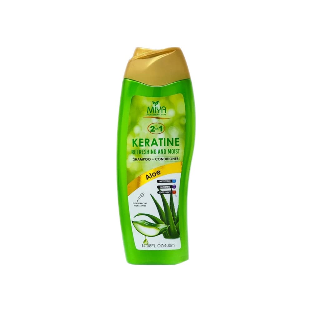 Champú + acondicionador cuidado profesional 2 en 1 keratina refrescante y humectante aloe vera MIYA (400 ml) - Miniatura 1