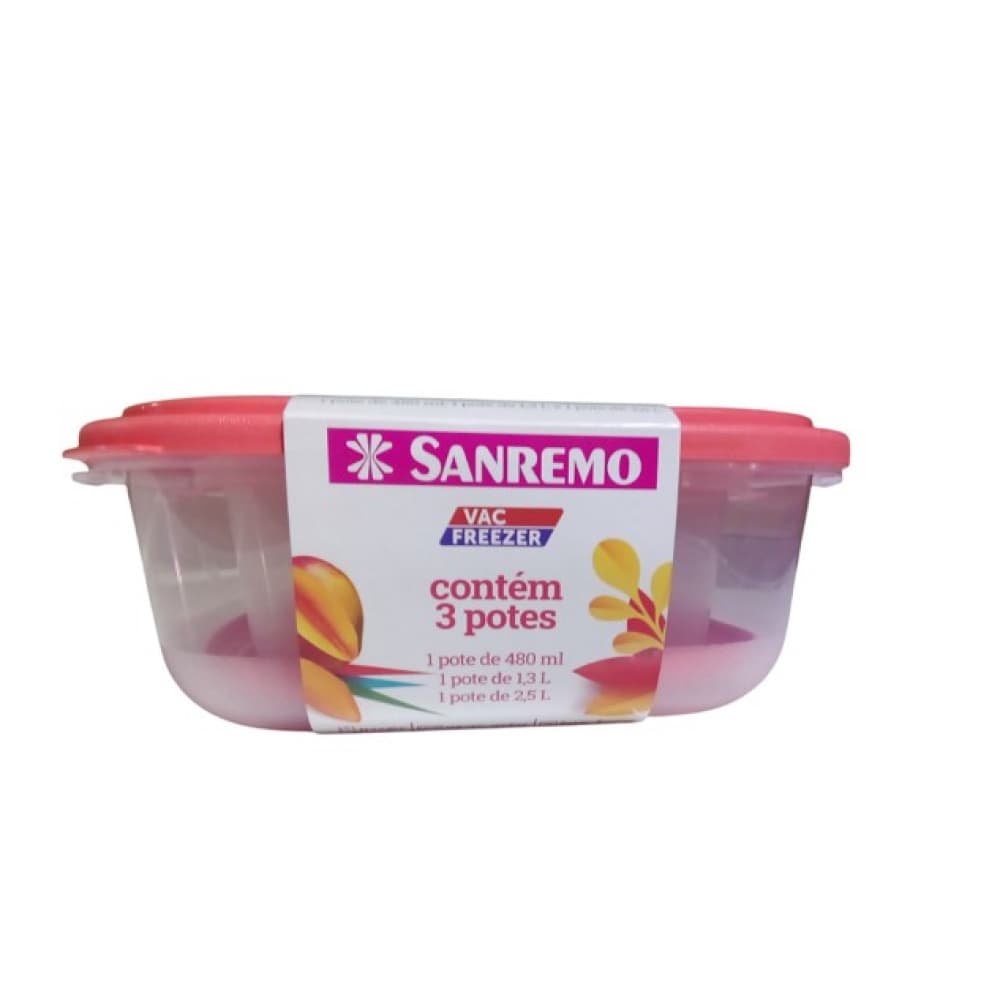Conjunto 3 contenedores cuadrados bajo plàsticos Sanremo (2,5 L) - Imagen 1