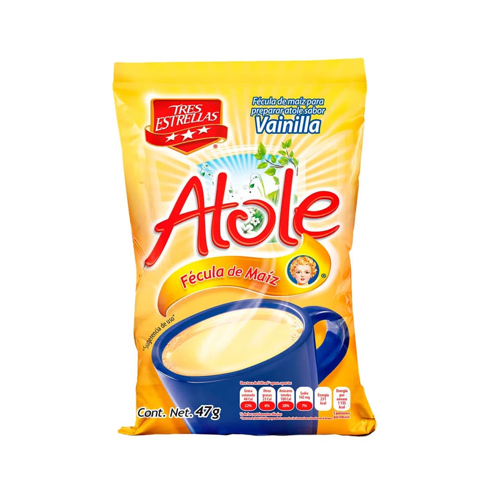 Atole sabor vainilla Tres Estrellas (47 g / 1.65 oz) - Imagen 1
