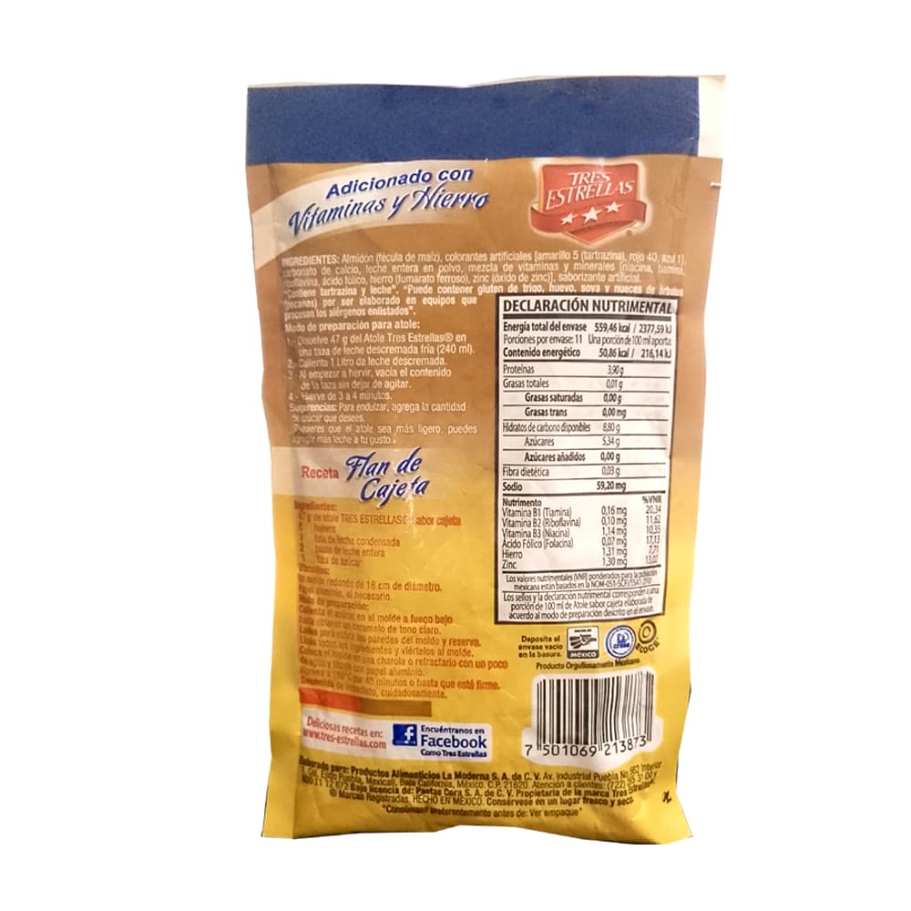 Atole sabor cajeta Tres Estrellas (47 g / 1.7 oz) - Miniatura 4