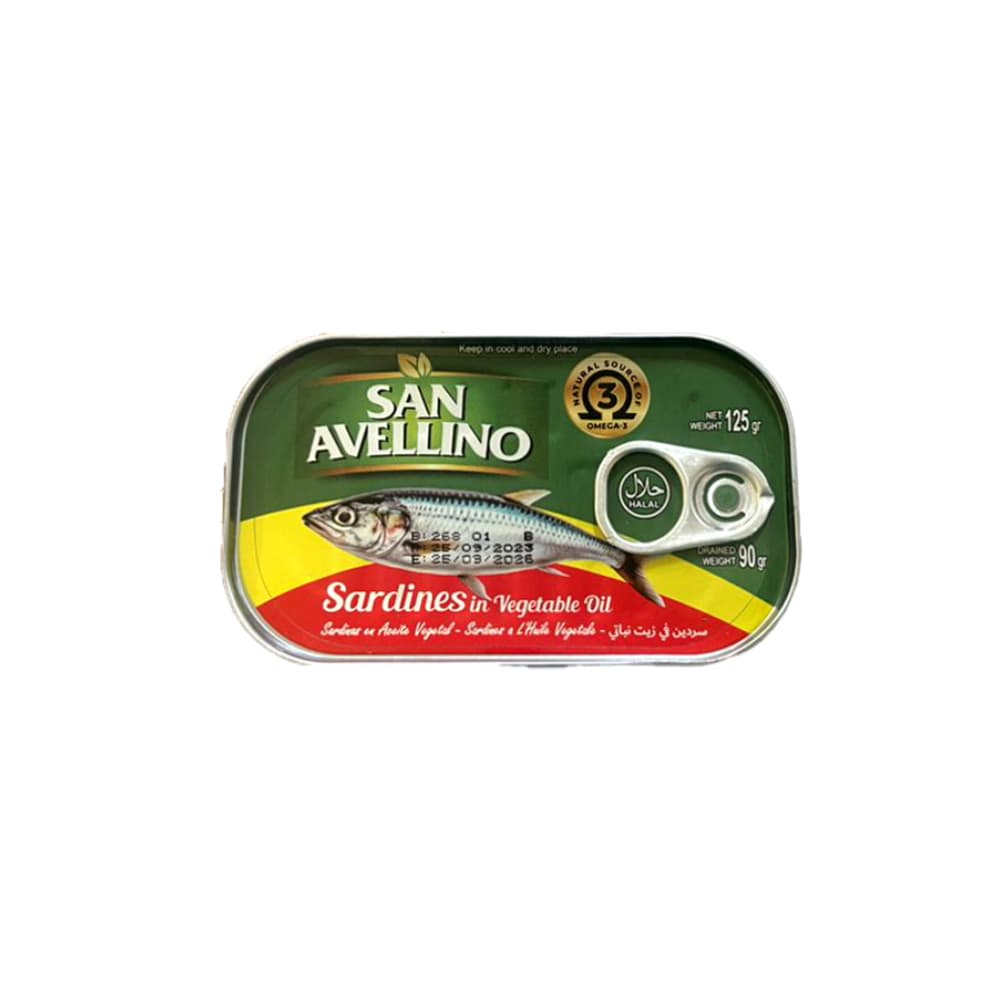 Sardinas en aceite vegetal San Avellino (125 g / 4.40 oz) - Imagen 1