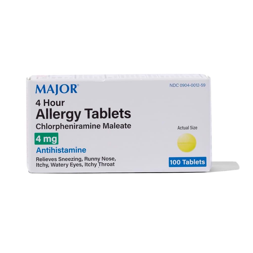 Maleato de clorfeniramina 4 mg Major (100 tabletas) - Imagen 1