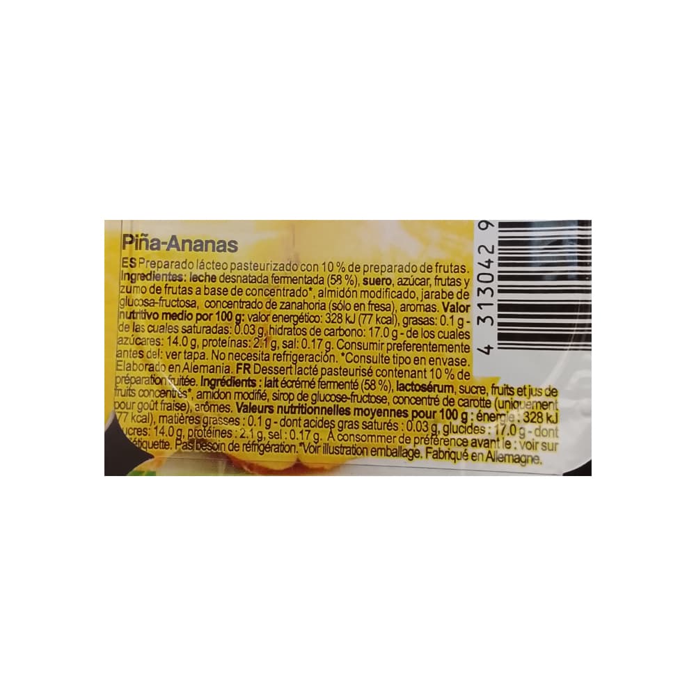 Yogurt sabor fresa y piña Yoqo (24 x 125 g / 4.41 oz) - Miniatura 3