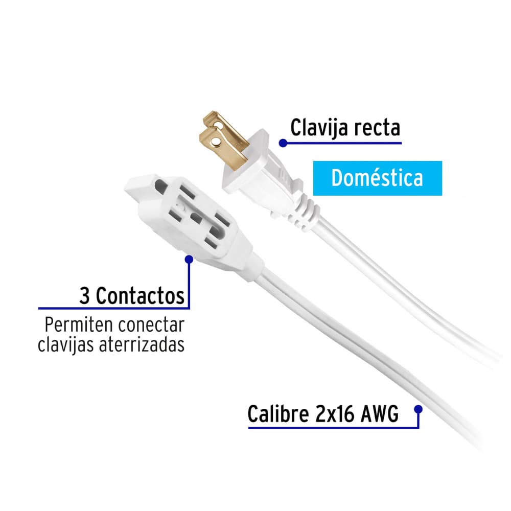 Extensión eléctrica blanca 3 m Volteck ED-3BR - Miniatura 2