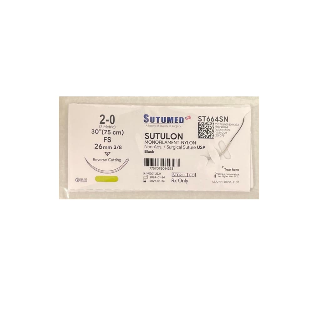 Sutura quirúrgica de nylon negro con aguja - Imagen 1