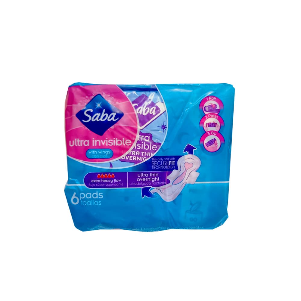 Almohadillas sanitarias flujo súper abundante Saba (6 U) - Imagen 1
