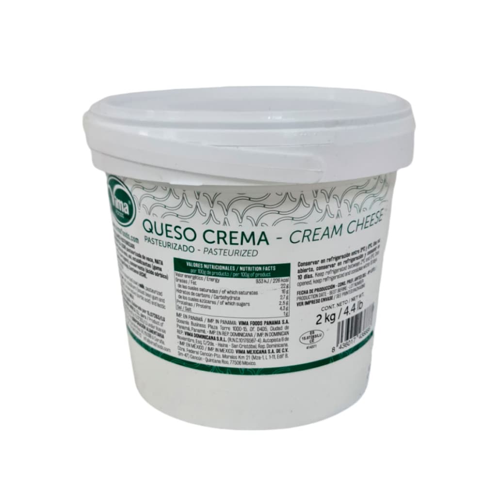 Queso crema pasteurizado Vima Foods (2 kg / 4.4 lb) - Miniatura 2