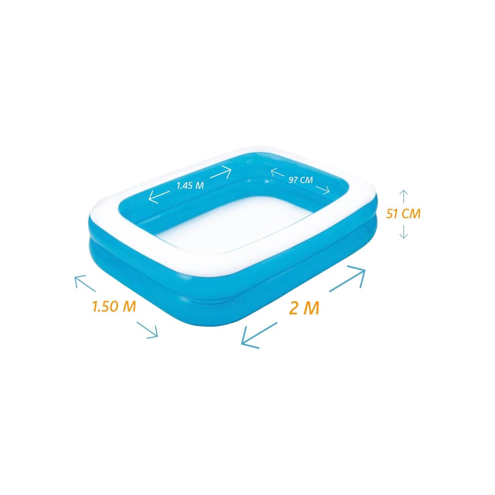 Piscina inflable rectangular familiar transparente 200 cm x 150 cm Summer Waves - Miniatura 2
