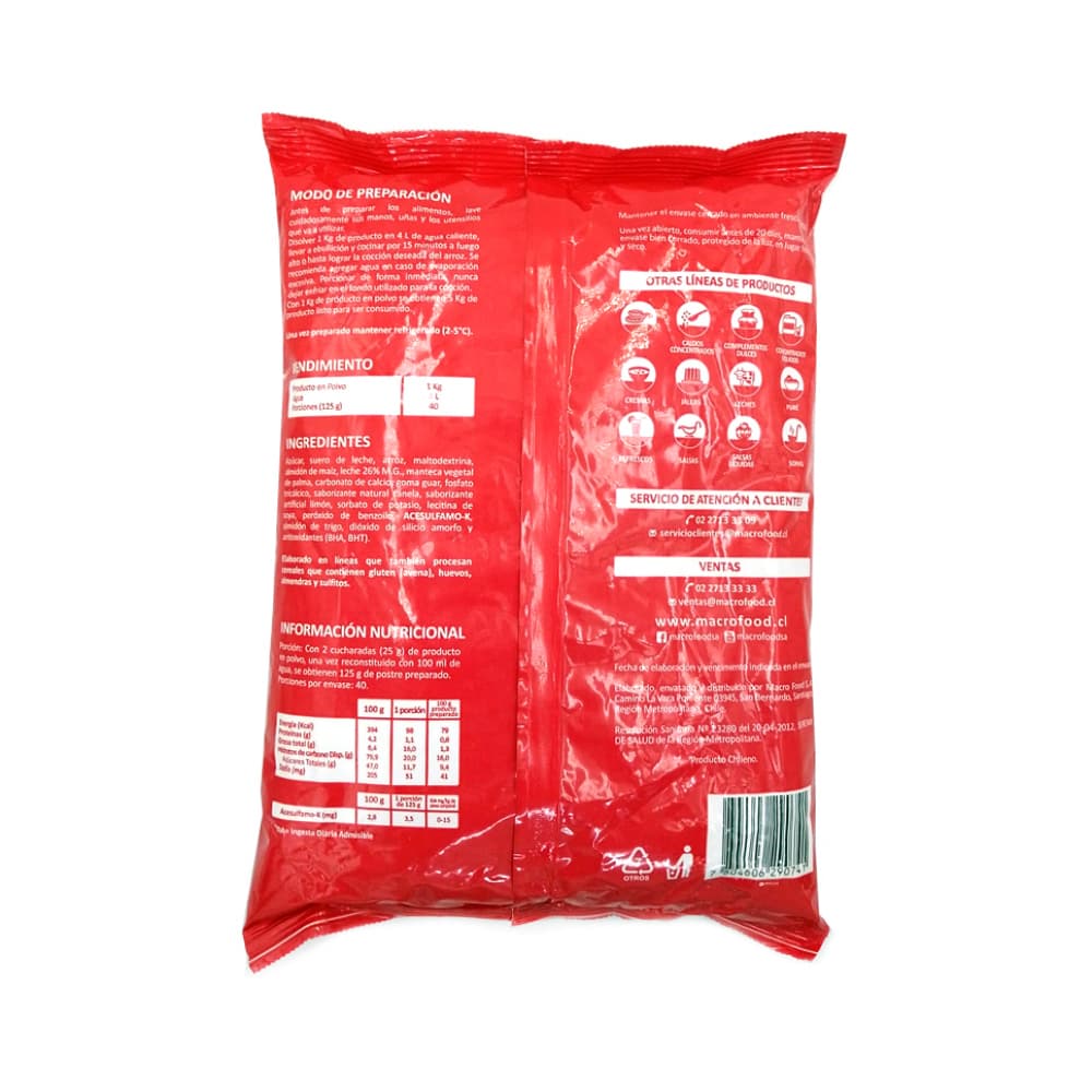 Arroz con leche Macro Food (1 kg / 2.2 lb) - Miniatura 3
