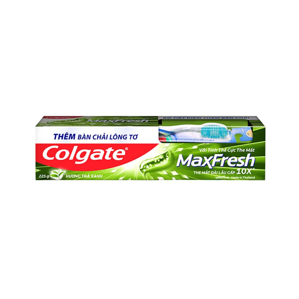 Cepillo de dientes para adultos + Pasta dental sabor té verde Max Fresh Colgate (225 g / 7.93 oz) - Imagen 1
