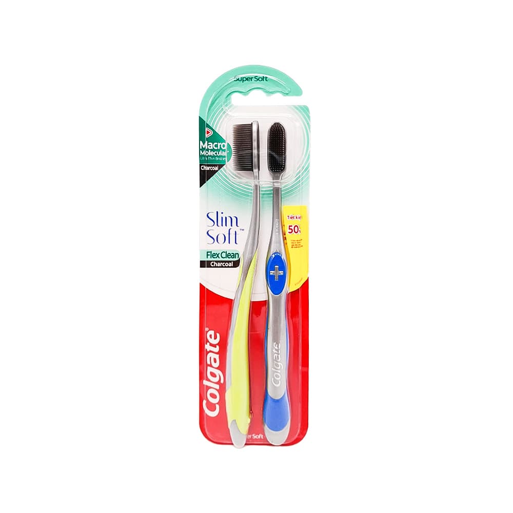 Cepillo de dientes con cerdas suaves de carbón Flex Clean Colgate (2 U) - Imagen 1
