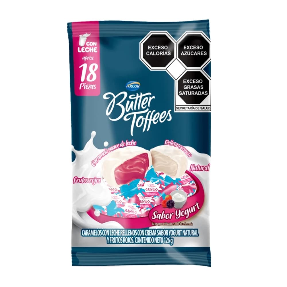 Caramelos con leche rellenos sabor yogurt griego Arcor (126 g / 4.4 oz) - Imagen 1