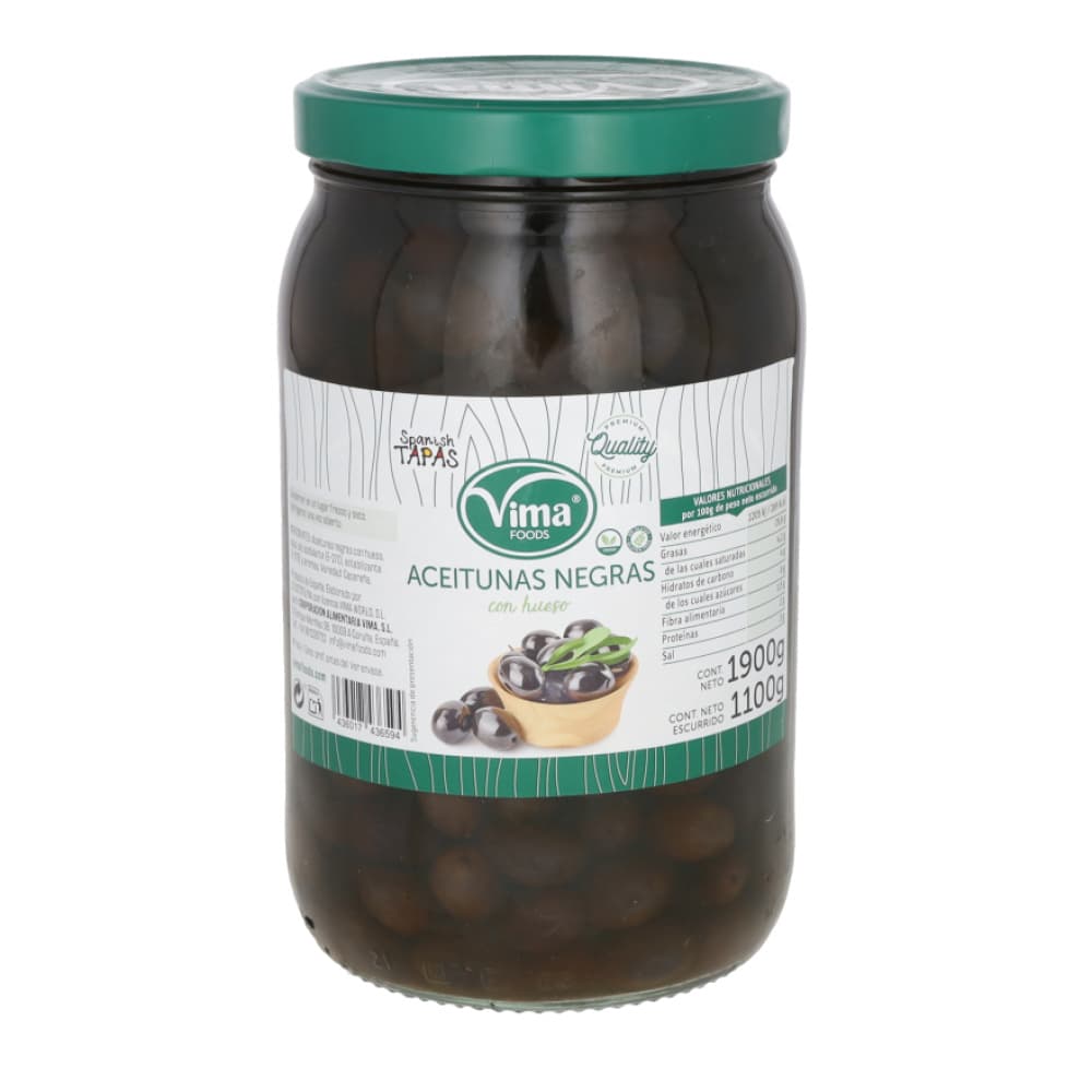 Aceitunas negras con hueso Vima Foods (1.9 Kg / 4.18 lb) - Imagen 1
