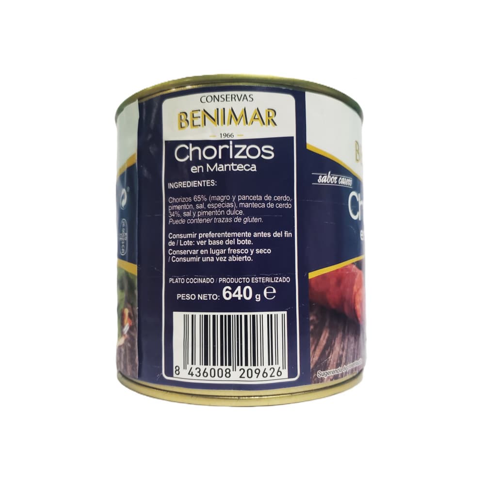 Chorizos en manteca Benimar (640 g / 1.43 lb) - Miniatura 2