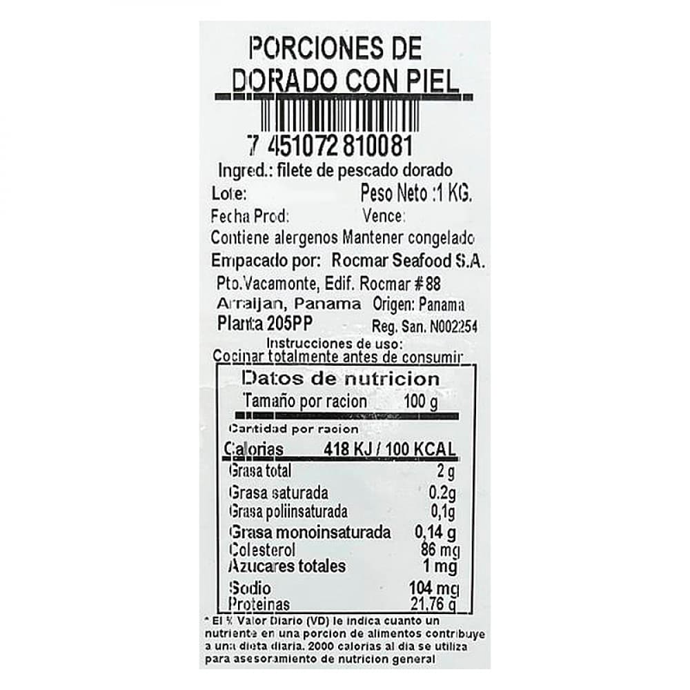 Trozos de dorado con piel Yeya (1 kg / 2.2 lb) - Miniatura 2