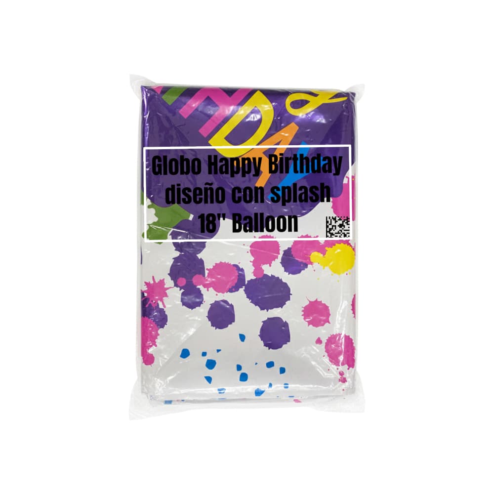 Globo Happy Birthday diseño con splash 18" Balloon - Miniatura 2