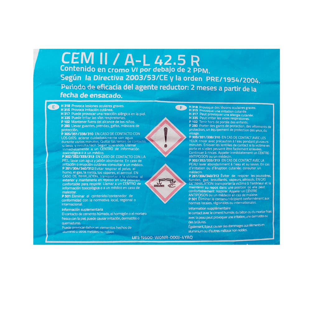 Cemento Portland con caliza CEM II / A-L 42.5 R (25 kg / 55.1 lb) - Miniatura 4