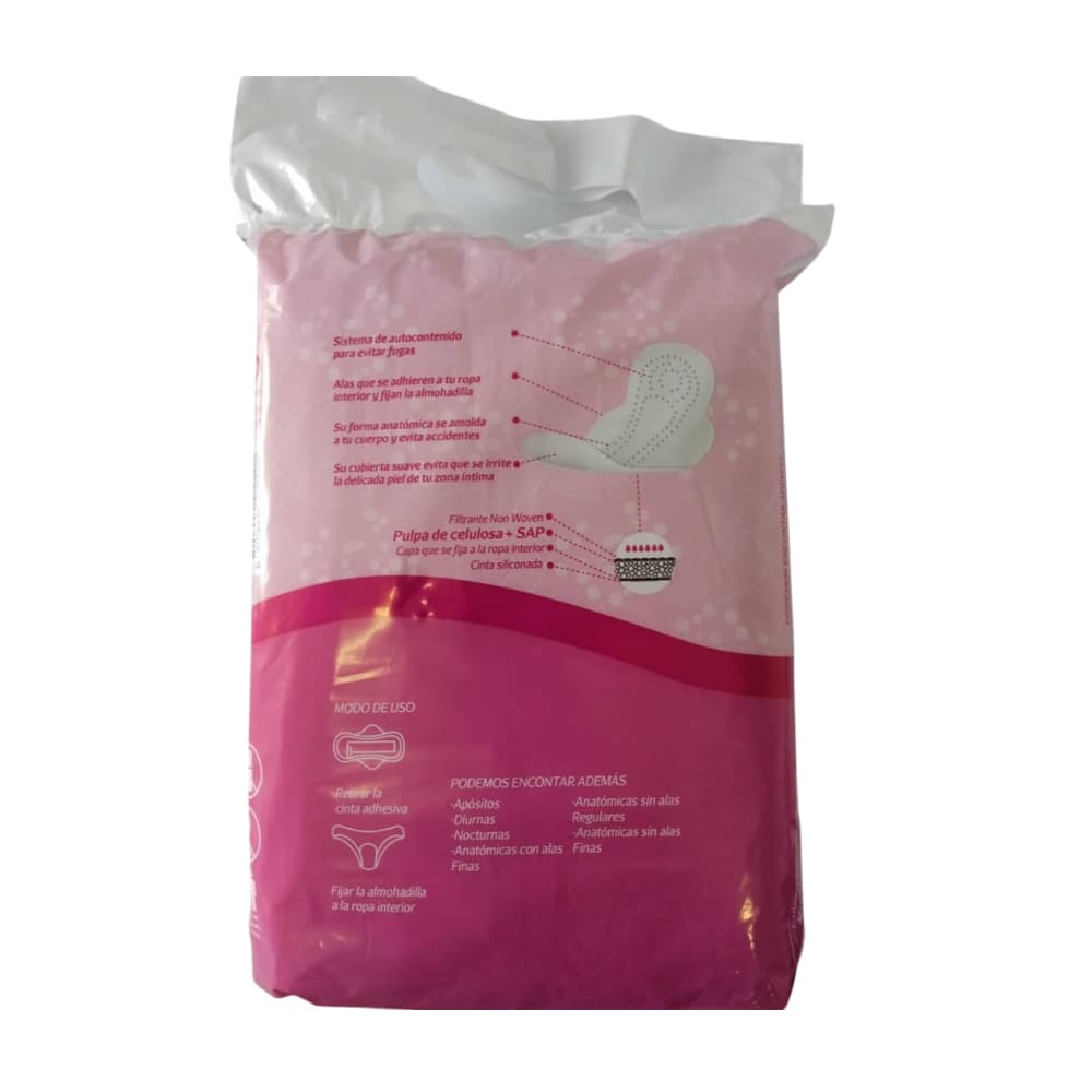 Almohadillas sanitarias anatómicas con alas Angélica (32 U) - Miniatura 2