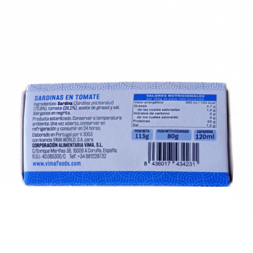Sardinas en tomate Vima Foods (113 g / 3.98 oz) - Miniatura 2
