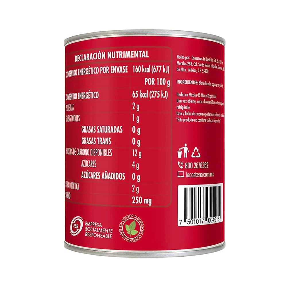 Elote dorado -maíz- La Costeña (410 g / 14.46 oz) - Miniatura 3