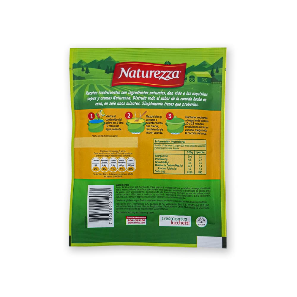 Sopa sabor pollo con arroz Naturezza (55 g / 1.94 oz) - Miniatura 3