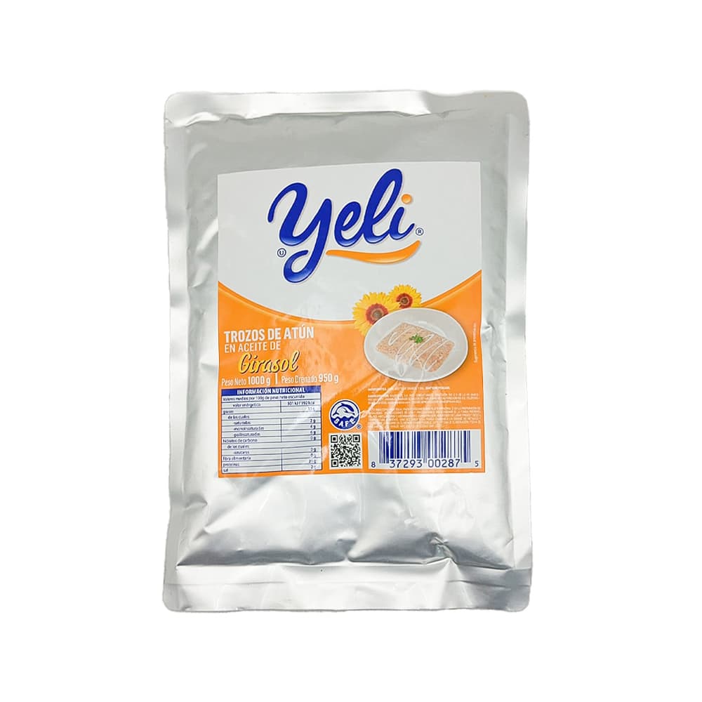 Trozos de atún en aceite de girasol Yeli (1 kg / 2.2 lb) - Imagen 1