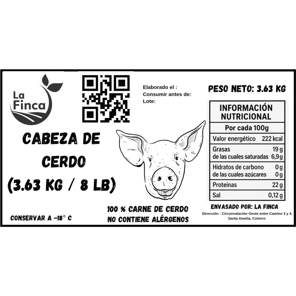 Cabeza de cerdo La Finca (3.63 kg / 8 lb) - Miniatura 4