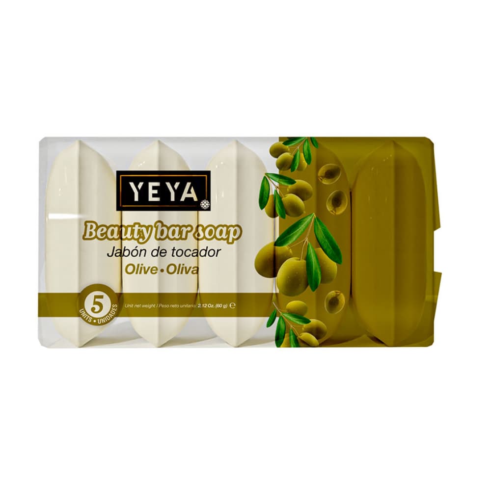 Jabón de tocador de oliva Yeya (5 x 60 g / 2.12 oz) - Imagen 1