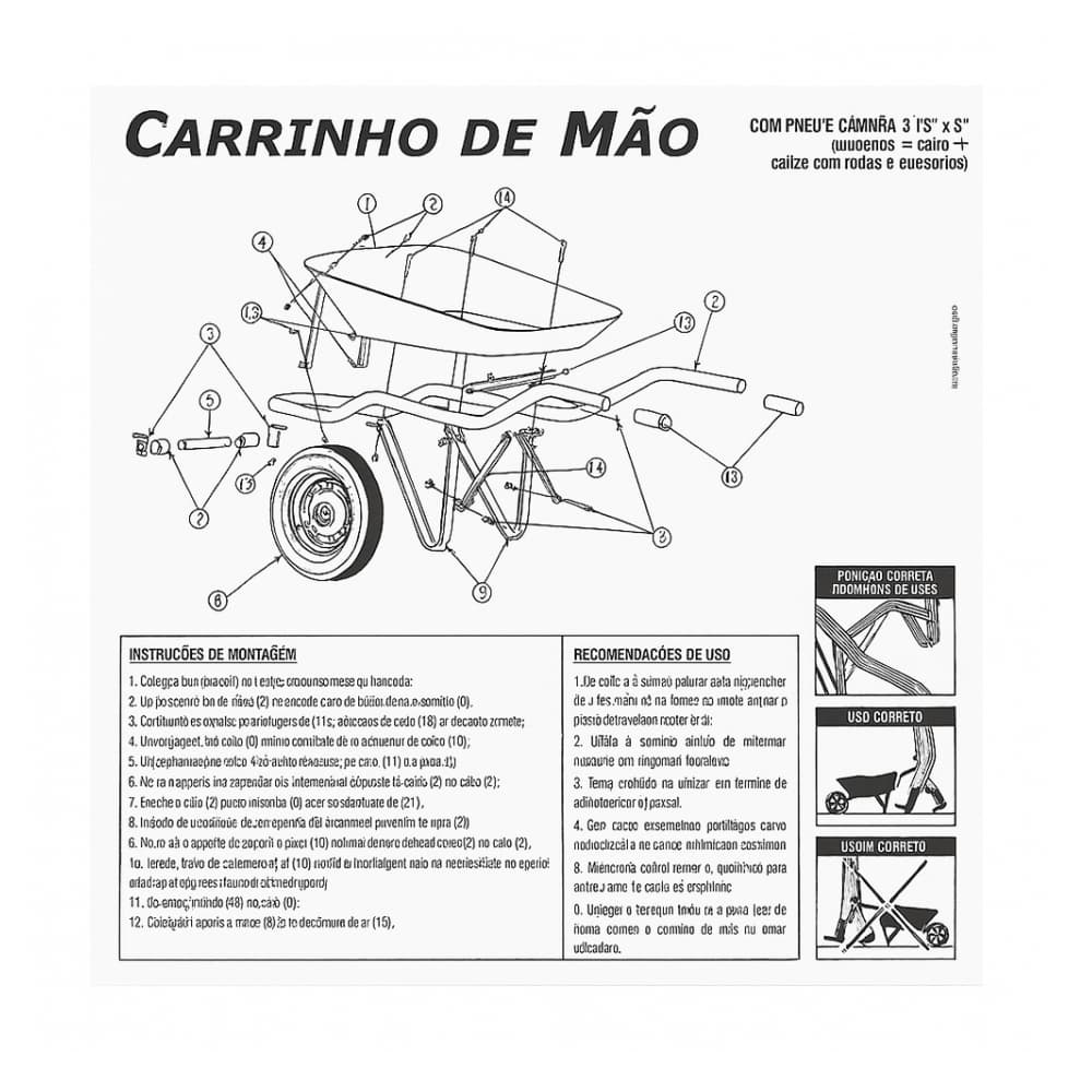 Carretilla galvanizada gris de carga cubo recto Vonder' - Miniatura 4