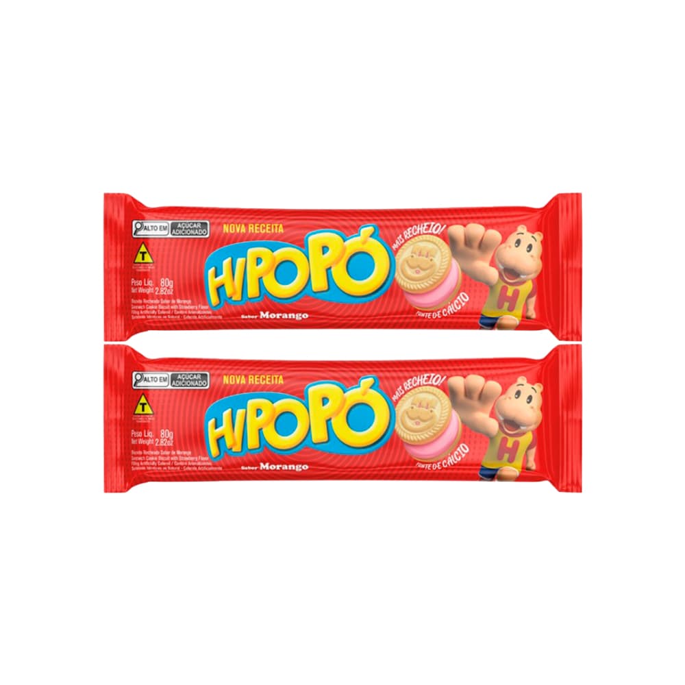 Galletas con relleno sabor fresa Hipopó (2 x 80 g / 2.82 oz) - Imagen 1