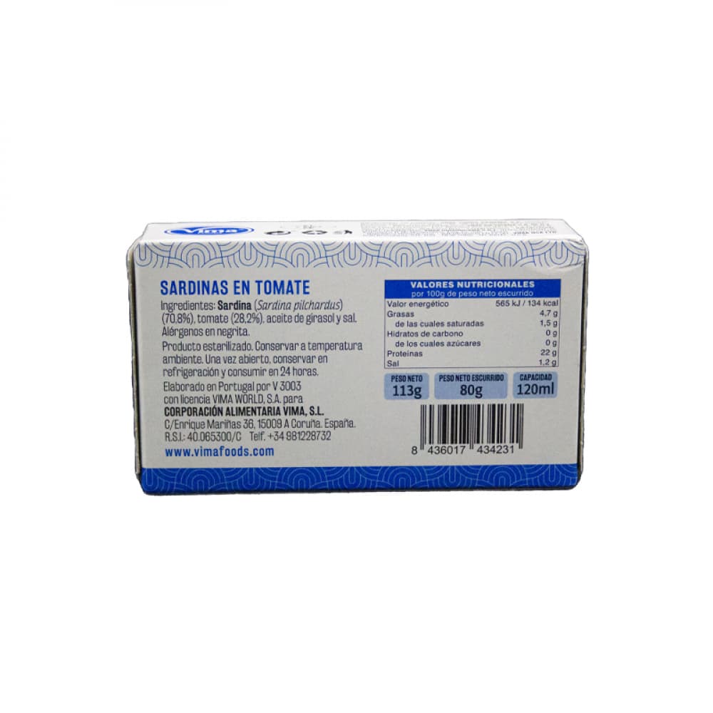 Sardinas en tomate Vima Foods (113 g / 3.98 oz) - Miniatura 4