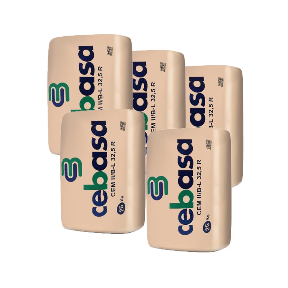 Cemento portland con caliza CEM II/B-L 32.5 R Cebasa (5 x 25 kg / 55.11 kb) - Imagen 1