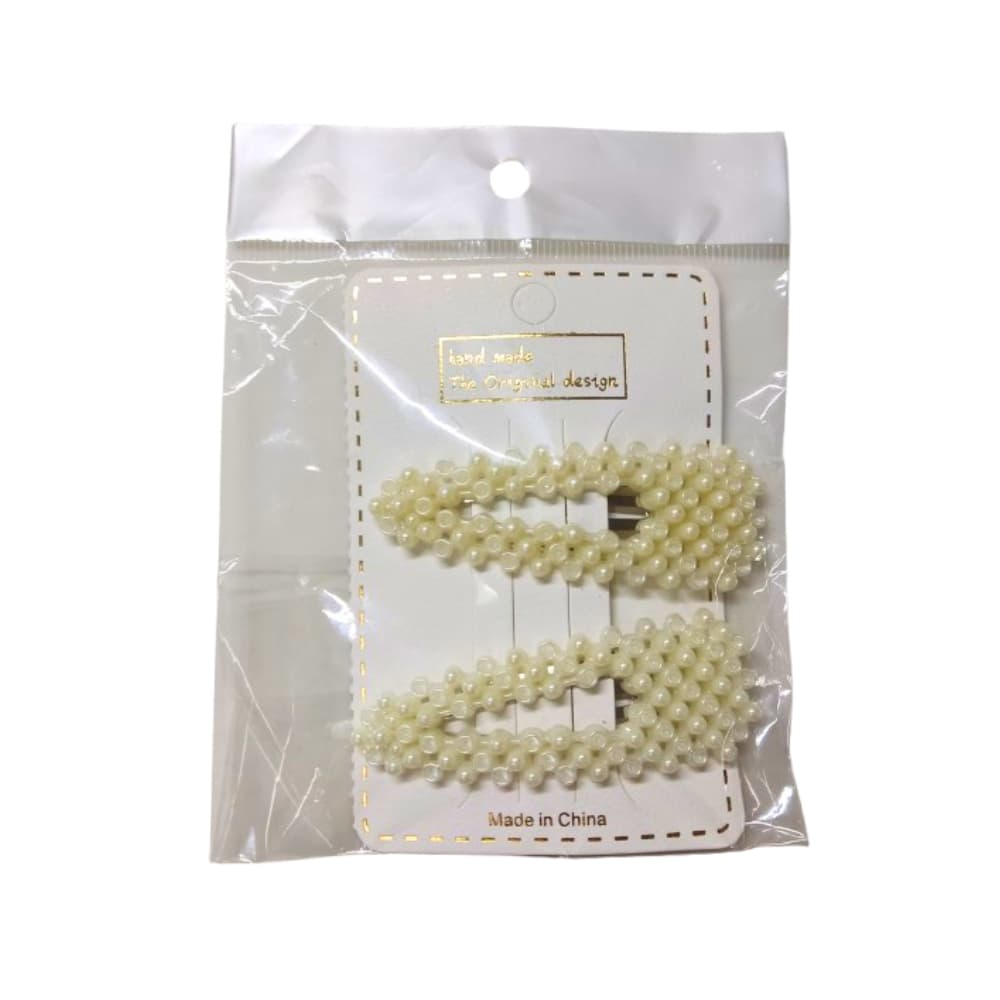 Par de ganchos con perlas blancas para el cabello Gutza - Miniatura 3