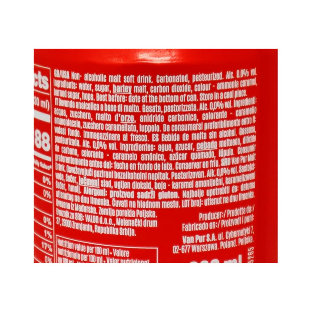 Malta sin alcohol Van Pur (330 ml) - Miniatura 3