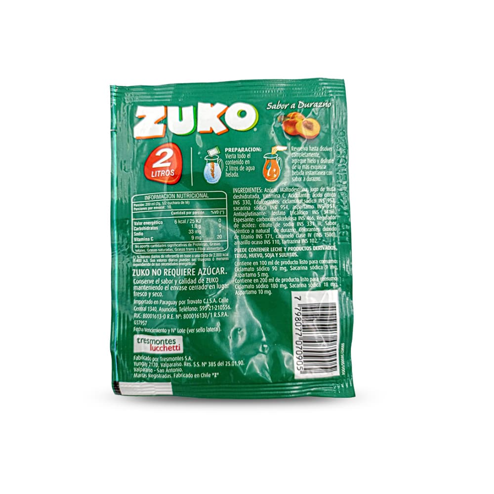 Refresco instantáneo sabor durazno Zuko (20 g) - Miniatura 3