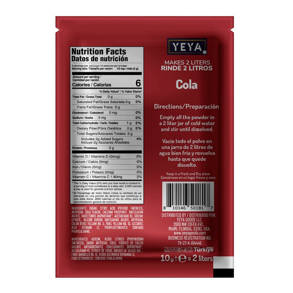 Refresco instantáneo sabor cola Yeya (10 g) - Miniatura 2