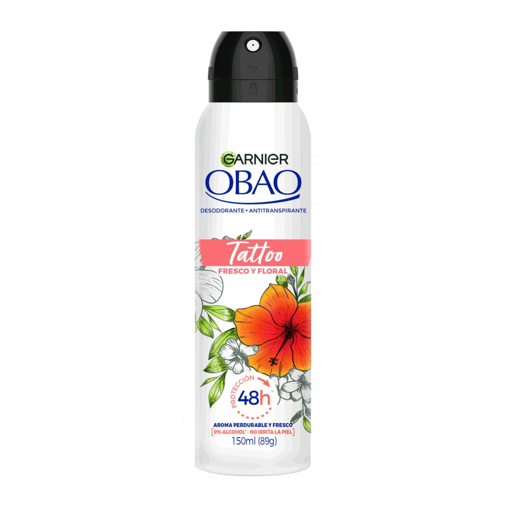 Desodorante antitranspirante en spray para mujer fresco y floral Tattoo Obao Garnier (150 ml) - Imagen 1