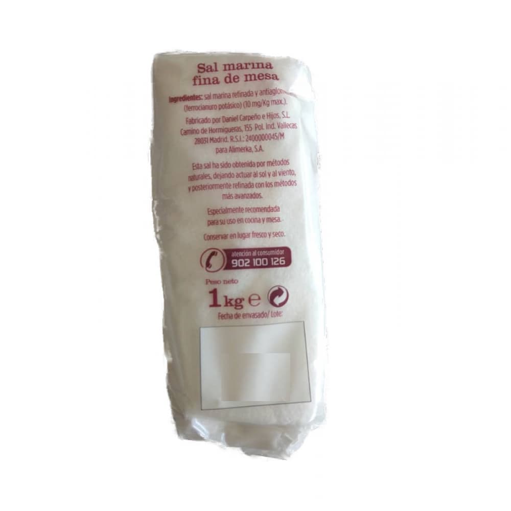 Sal marina fina de mesa Alimerka (1 kg / 2.2 lb) - Miniatura 3