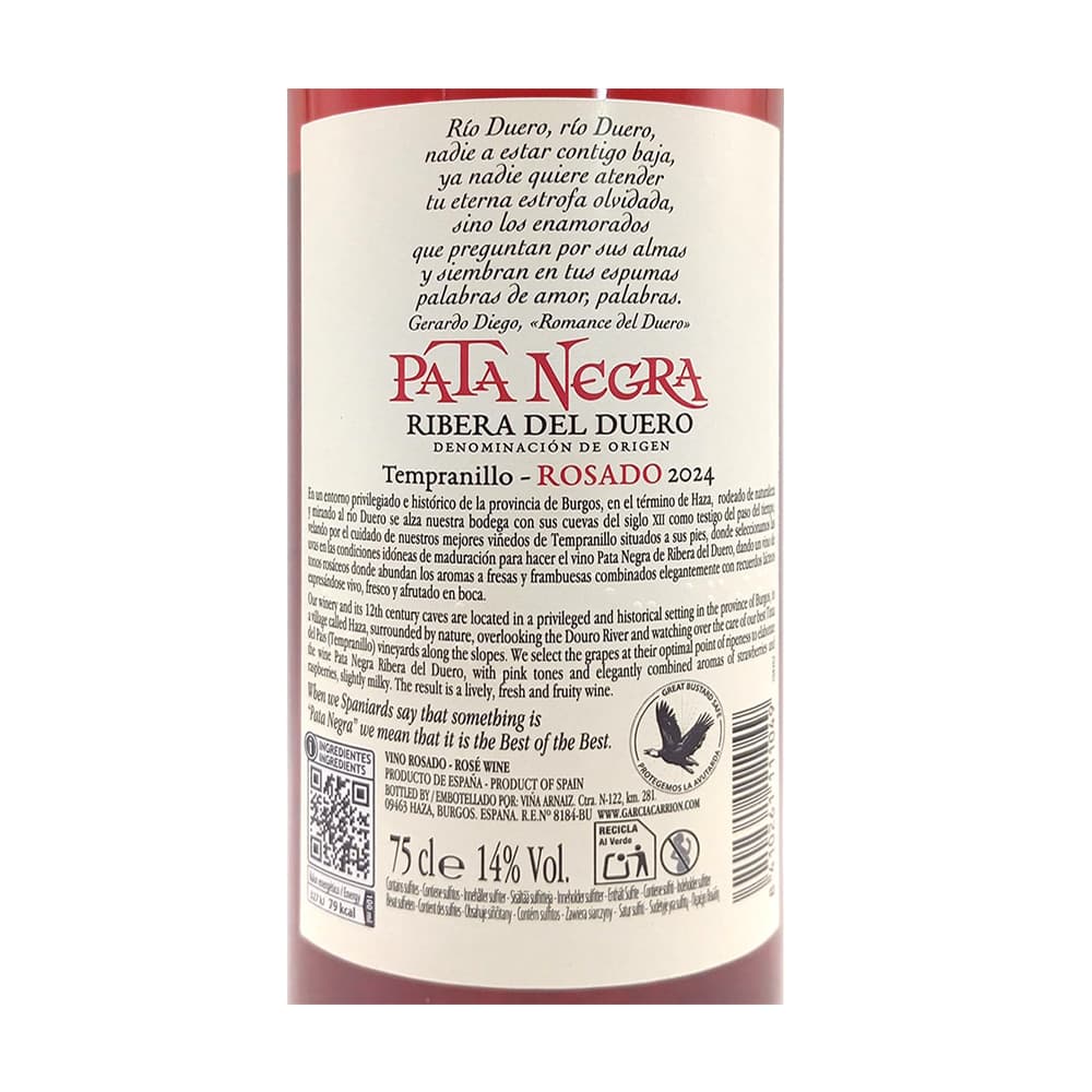 Vino rosado Ribera del Duero Tempranillo Pata Negra (750 ml) - Miniatura 2